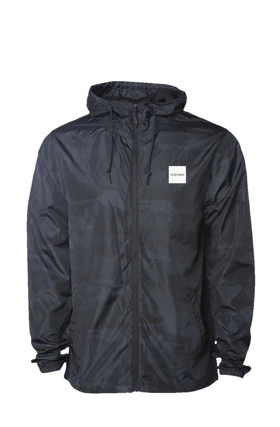 portber Black Camo Water Resistant Windbreaker
