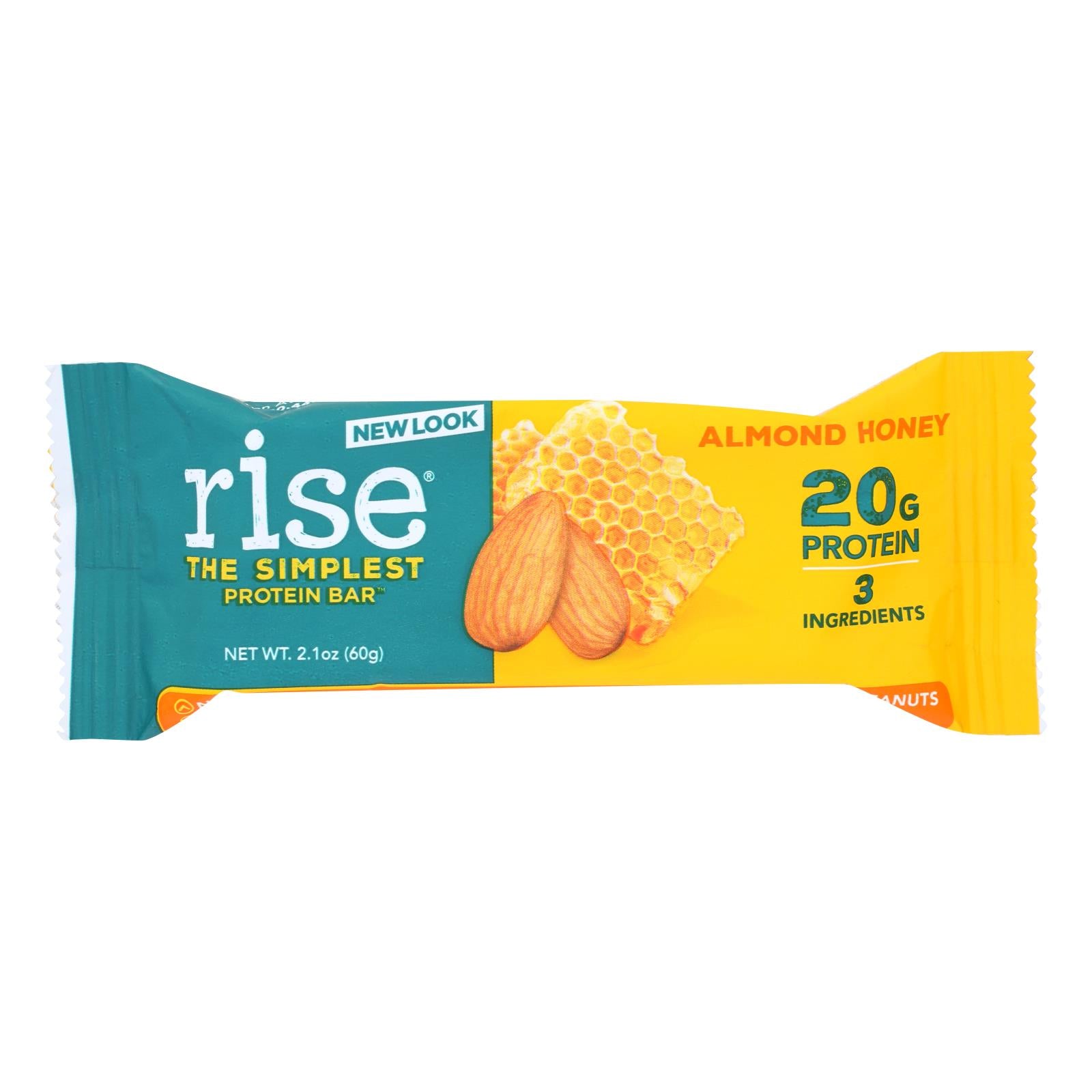 Rise Bar Protein Bar - Almond Honey - Case Of 12 - 2.1 Oz