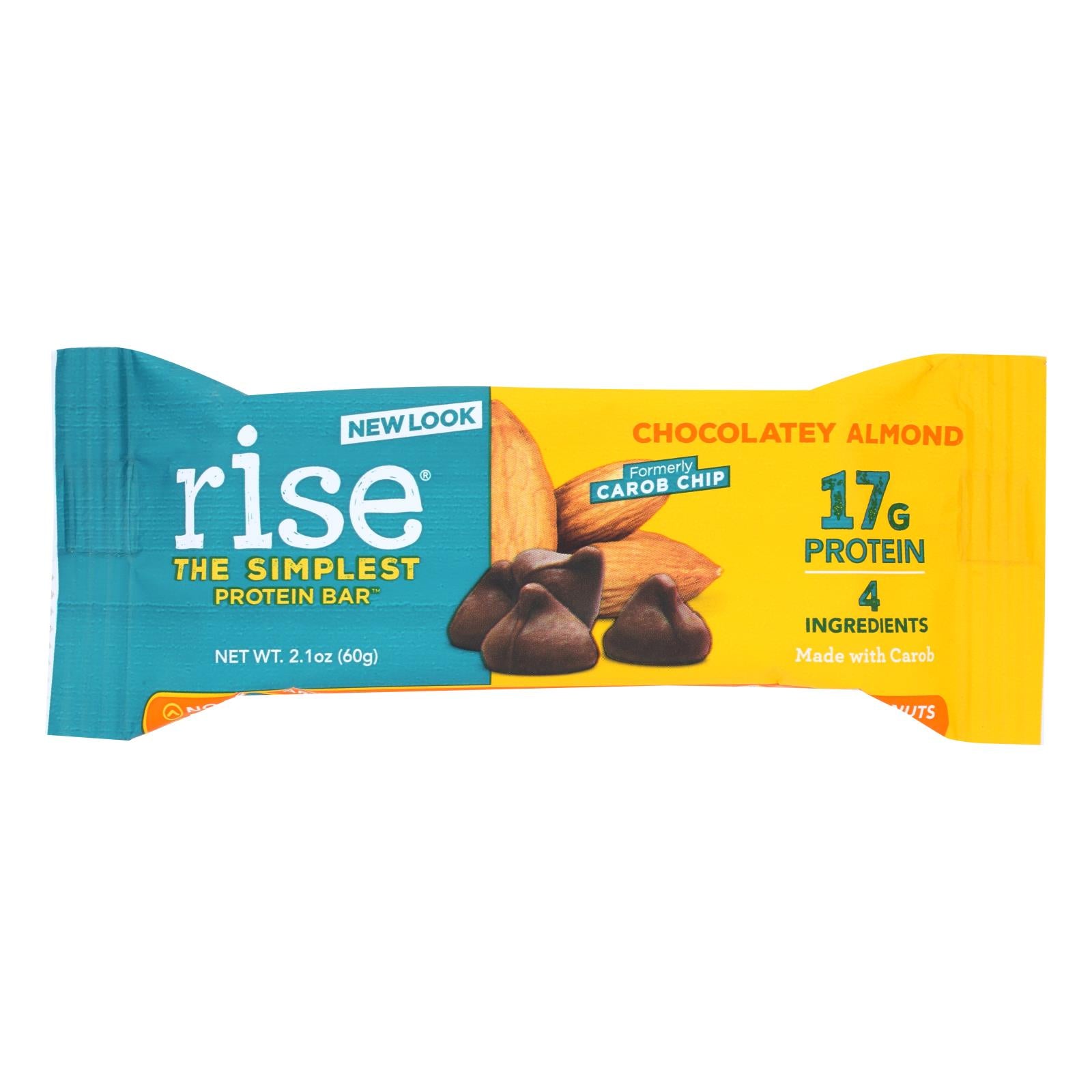 Rise Bar Protein Bar - Crunchy Carob Chip - Case Of 12 - 2.1 Oz