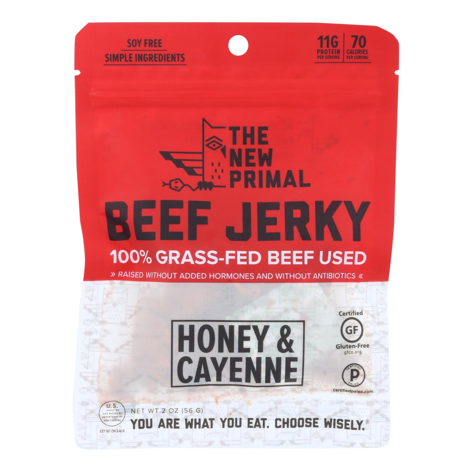 The New Primal Beef Jerky - Spicy - Gluten Free - 2 Oz - Case Of 8