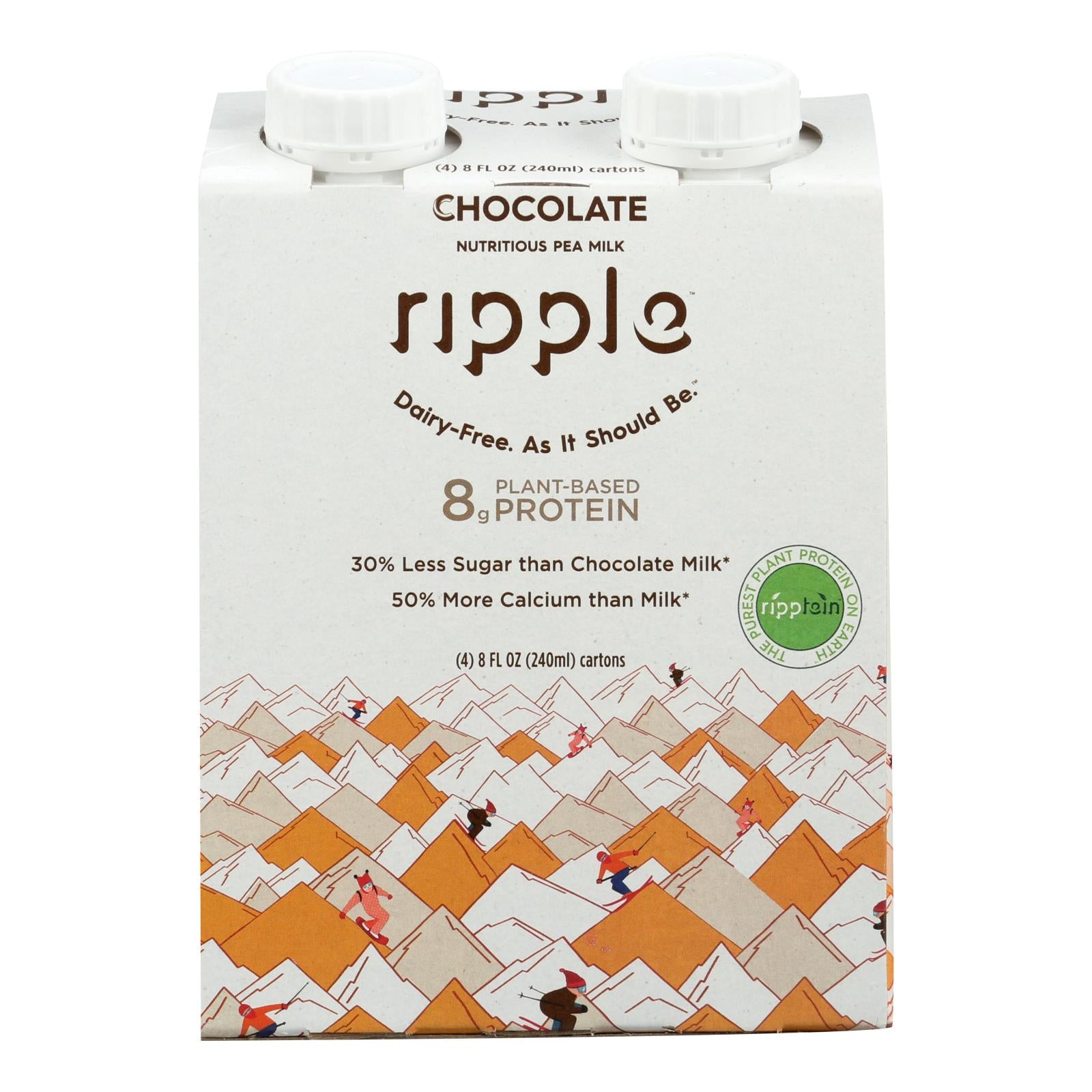 Ripple Foods Ripple Aseptic Chocolate Plant Based With Pea Protein  - Case Of 4 - 4-8 Fz