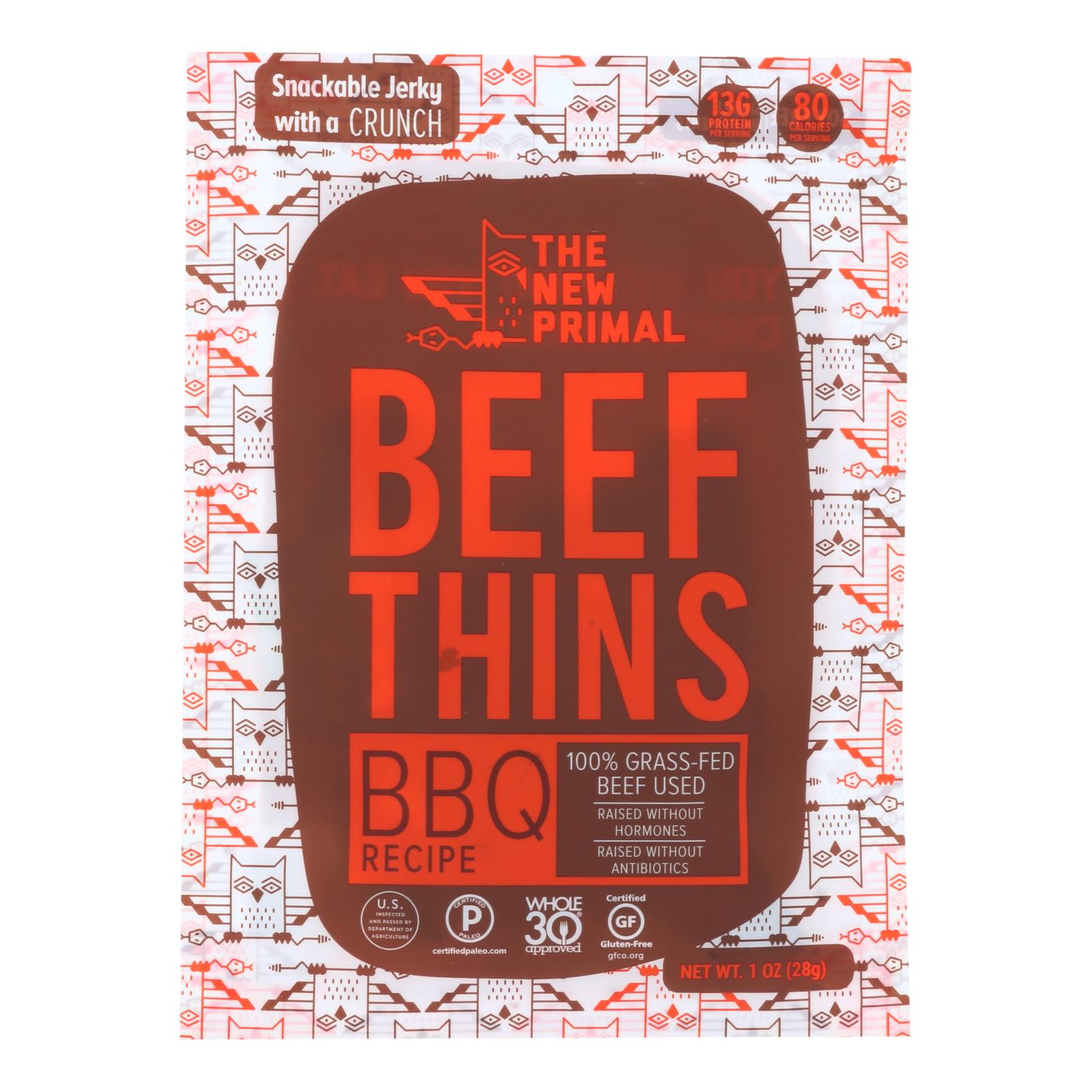 The New Primal - Beef Thins Bbq Paleo - Case Of 8 - 1 Oz