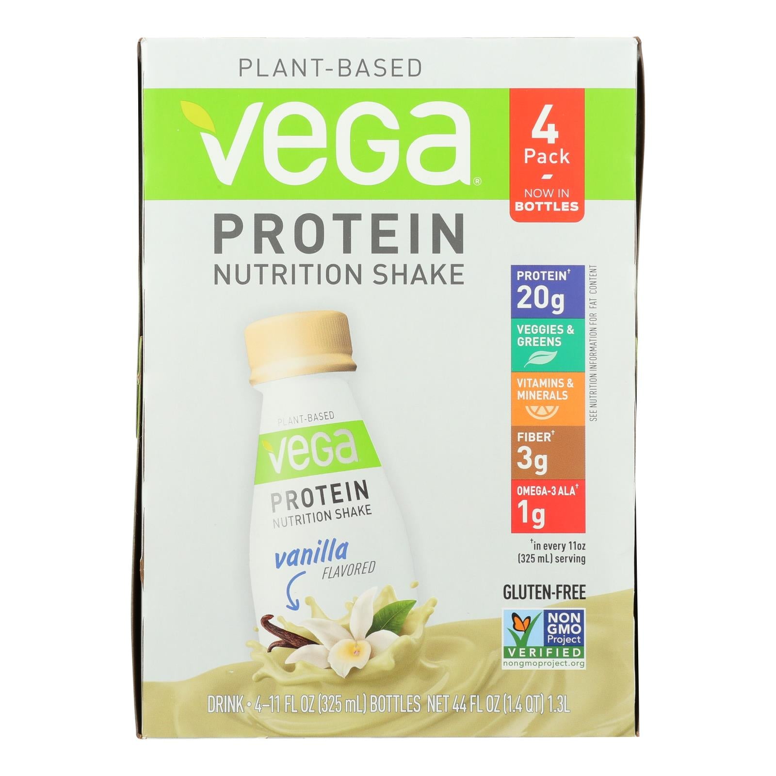 Vega Plant-based Protein Nutrition Shake Drink, Vanilla - Case Of 3 - 4-11 Fz