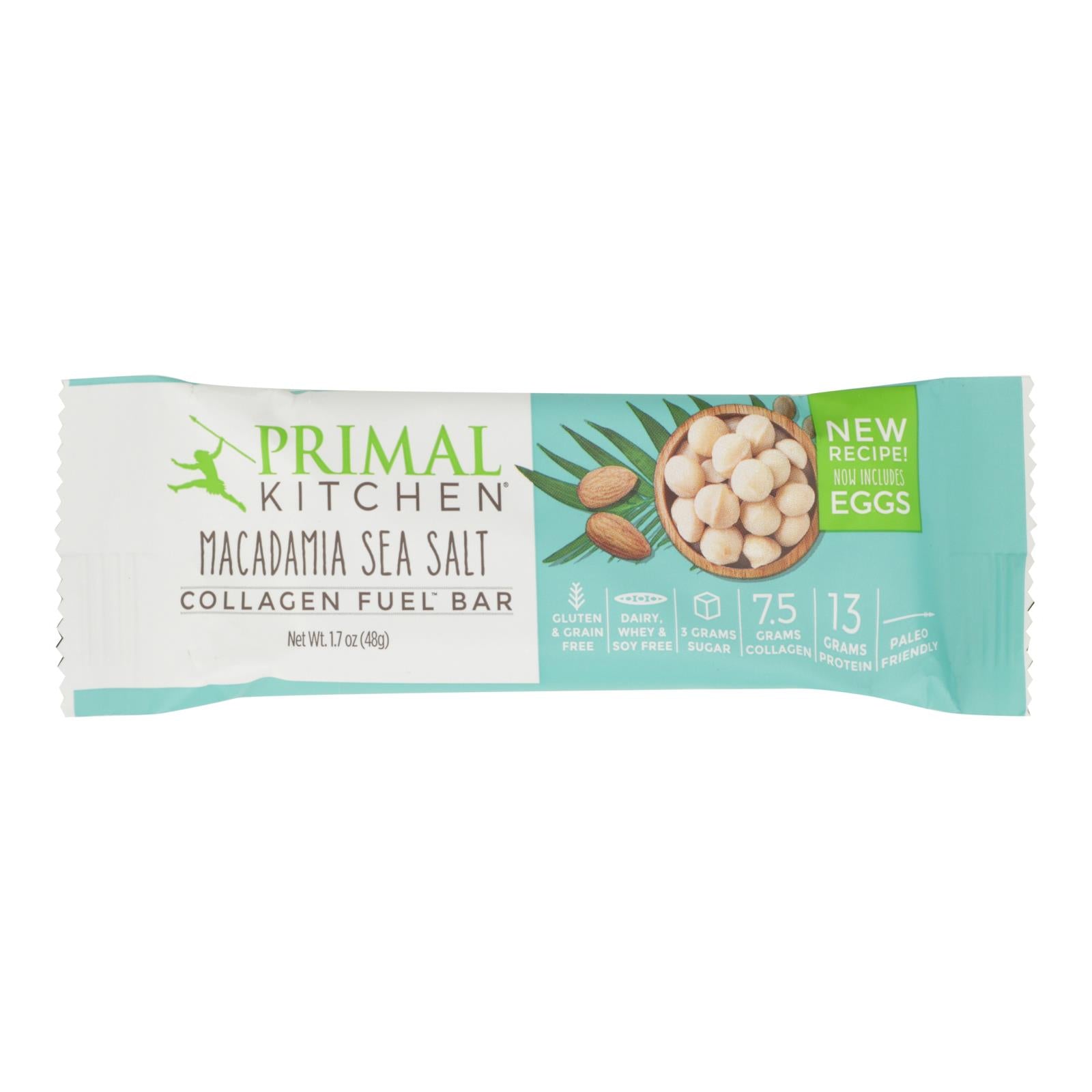 Primal Kitchen Nutrition Bar, Macadamia Sea Salt Bar  - Case Of 12 - 1.7 Oz