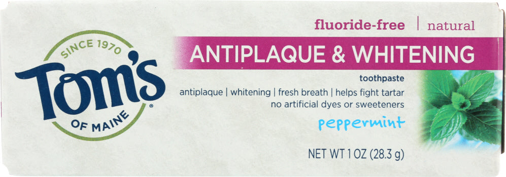 Tom's Of Maine: Antiplaque & Whitening  Peppermint Toothpaste, 1 Oz